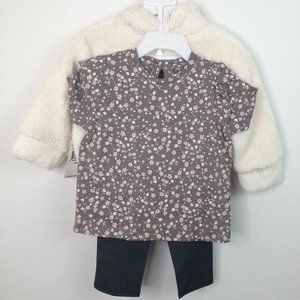 Jessica Simpson Baby Jacket Top Pants Set 18 Months Cream Gray Floral